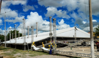 MCJ-2024: Prefeitura avança na montagem da Arena Deodete Dias